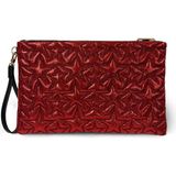 Ecrou Yıldız Desenli Kırmızı Parlak Portföy & Clutch Çanta Çıkarılabilir Bileklik Askılı 30 x 19 cm