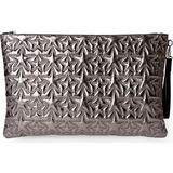 Ecrou Yıldız Desenli Platin Parlak Bilgisayar & Tablet Çantası, Çıkarılabilir Bileklik Askılı 39 × 25 cm - Gümüş