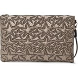 Ecrou Yıldız Desenli Platin Parlak Portföy & Clutch Çanta Çıkarılabilir Bileklik Askılı 30 x 19 cm - Gümüş