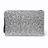 Ecrou Yıldız Desenli Soft Gümüş Parlak Portföy & Clutch Çanta Çıkarılabilir Bileklik Askılı 30 x 19 cm