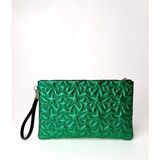 Ecrou Yıldız Desenli Yeşil Parlak Portföy & Clutch Çanta Çıkarılabilir Bileklik Askılı 30 x 19 cm