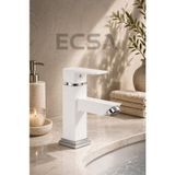 ECSA Beyaz Modern Lux Kare Lavabo Bataryası