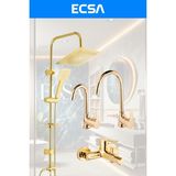 ECSA Lüx Gold Kare Robot Duş Seti, Eviye, Banyo ve Lavabo Bataryası 4'lü Set
