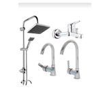 ECSA Robot Duş Armut Kuğu Mutfak Lavabo Banyo Bataryası Musluğu Çeşmesi 4'lü Set