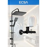 ECSA Siyah Lüx Kare Dizayn Robot Duş Seti ve Banyo Bataryası 2'li Set