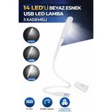 Ecuy 14 Led USB Lamba Esnek 3 Kademeli Masa Lambası Bilgisayar Laptop Klavye Aydınlatma Beyaz ECY0000225