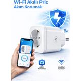 Ecuy 16A Akım Korumalı Wifi Akıllı Priz Smartlife Uyumlu Android Ios Telefon Kontrollü Enerji Takipli - Beyaz