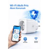 Ecuy 16A Akım Korumalı WiFi Akıllı Priz SmartLife Uyumlu Android iOS Telefon Kontrollü Enerji Takipli