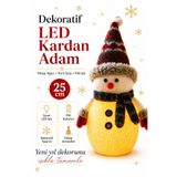 Ecuy Dekoratif Yılbaşı Ağacı LED aydınlatma Kardan Adam Yılbaşı Ağacı Parti Süsü Pilli LED Işık 25 cm Beyaz ECY000095