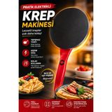 Ecuy Elektrikli Krep Tavası 650 Watt 20 cm Yapışmaz Yüzey Pankek Gözleme Tortilla Makinesi Kolay Hızlı Yapım