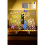 Ecuy Led Işıklı Yazı Çizim Tahtası 20X20 CM 7 Kalem ve Stand Neon Işıklı Eğitici Not Tahtası LED