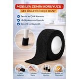 Ecuy Mobilya Zemin Koruyucu Keçe Bant Ses Önleyici Kaymaz Sandalye Ayağı Sessiz Koruma Aparatı Siyah