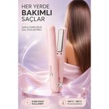 Ecuy Şarjlı Kablosuz Saç Düzleştirici Seramik Plakalı Iki Isı Ayarlı Usb-C Seyehat Tipi Taşınabilir Saç Ütüsü - Pembe