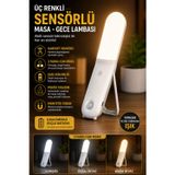 Ecuy Şarjlı Sensörlü LED Gece Lambası 3 Renk Dokunmatik Manyetik Askılı Masaüstü Dolap Lambası Sensörlü