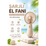Ecuy Şarjlı Sessiz Güçlü El Fanı Mini Taşınabilir USB Vantilatör 5 Pervaneli Fan ECY0000576