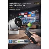 Ecuy Taşınabilir Akıllı LED Projeksiyon Fhd Wifi 6 Kablosuz Görüntü Aktarımlı Ev Sinema Sistemi Ultra Hd - Beyaz