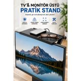 Ecuy TV Monitör Üstü Rafı 33 x 16 cm Ayarlanabilir Ekran Üstü Stand Organizer Kumanda Modem Tutucu Taşıma kapasitesi: 2000–3000 gram