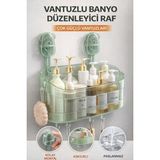 Ecuy Ultra Güçlü Vantuzlu Banyo Düzenleyici Raf Delmeden Duvara Monte Çok Amaçlı Duş & Mutfak Rafı - Yeşil