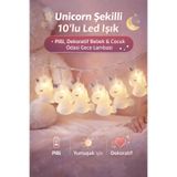 Ecuy Unicorn Şekilli 10'lu Led Işık – Pilli, Dekoratif Bebek & Çocuk Odası Gece Lambası