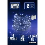 Ecuy Yılbaşı Ağacı Işığı Yeni Yıl Peri LED Işık Dekoratif Aydınlatma 2 Metre 3 Modlu Piller Dahildir. - Beyaz