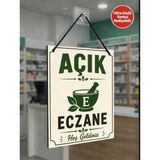 Eczane Açık Kapalı Tabelası Çift Taraflı Mdf 15X20CM - Ultra Güçlü Vantuz Hediyeli / Eczane Cam Kapı Askı Tabelası - 15x20 cm
