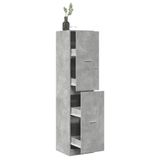 Eczane Dolabı Çimento Gri 40 x 41 x 174,5 cm - Ev Ofisi Depolama Çözümleri için Metal Raylar ve Kulplar ile Tasarlanmış Ahşap Depolama Düzenleyici, yani