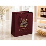 Eczane Karton Çanta Körüklü Premium Asil Bordo (14X8X20 Cm) - 10 Adet - Çabuklar A.Ş Alışveriş Torbası