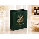 Eczane Karton Çanta Körüklü Premium Orman Yeşili (14X8X20 Cm) - 10 Adet - Çabuklar A.Ş Alışveriş Torbası