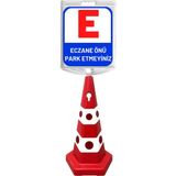 Eczane Önüne Park Etmeyiniz Çift Taraf Baskı Kırmızı Ultra Kedi Gözlü Ağırlıklı Koni Seti Trafik Dubası