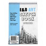 E&D Art Sketch Book Beginner 14x20cm 40yp 80gr Eskiz Çizim Defteri Üstten Spiralli / Ed.52976