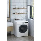 ED Efelez Design Banyo Rafı , Beril 2 Raflı Çamaşır Makinesi Üstü Düzenleyici , Beyaz Metal - Atlantik Çam