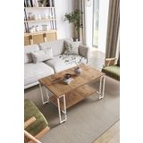 ED Efelez Design Orta Sehpa , Nury Tekerlekli Orta Sehpa Takımı , Beyaz Metal - Atlantik Çam Tabla