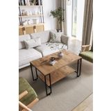ED Efelez Design Orta Sehpa , Nury Tekerlekli Orta Sehpa Takımı , Siyah Metal - Atlantik Çam Tabla