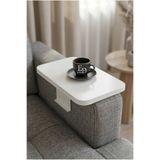 ED Efelez Design Yan Sehpa , Ayarlanabilir Koltuk Sehpası , Ponte Tepsi Sehpa , Beyaz Metal - Beyaz Tabla