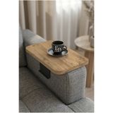 ED Efelez Design Yan Sehpa , Ayarlanabilir Koltuk Sehpası , Ponte Tepsi Sehpa , Siyah Metal - Atlantik Çam Tabla