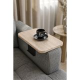 ED Efelez Design Yan Sehpa , Ayarlanabilir Koltuk Sehpası , Ponte Tepsi Sehpa , Siyah Metal - Traverten Tabla