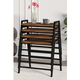 ED Efelez Design Zigon Sehpa , Aden 4'lü Tepsi Zigon Sehpa Takımı Siyah Metal - Barok Tabla