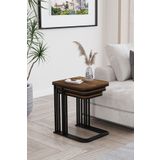 ED Efelez Design Zigon Sehpa , Lyon 3'lü C Zigon Sehpa Takımı , Siyah Metal - Barok Tabla