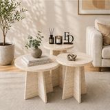 ED Efelez Design Zigon Sehpa , Mantar 3'lü Zigon Sehpa, Orta Sehpa Takımı, Yan Sehpa, Traverten Tabla