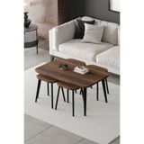 ED Efelez Design Zigon ve Orta Sehpa 5'li Takım , Metal Ayaklı , Roma 4+1 Sehpa , Siyah Metal - Barok Tabla