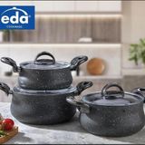 Eda 3 lü granit döküm 3 lü güveç set - küçük tencere seti takımı