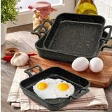 Eda Asya Kare Döküm Granit 3lü Kapaksız Sahan Seti 18-20-22 Cm