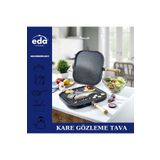 Eda Burak Eda Granit Döküm Kare 34 cm Çift Taraflı Izgara ve Gözleme Tavası