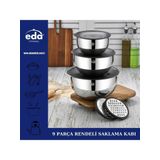 Eda Çelik 9 Parça Rendeli Saklama Kabı Seti 16-20-24 Cm