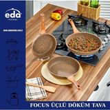 Eda Focus Kahverengi Granit Döküm 3'lü Tava Seti 20-24-28 cm ZK-922 - Yok