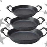 Eda Granit Kaplamalı Düz Tava Seti 3'lü 18 cm 20 cm 22 cm Gri Renkli Pratik Kullanım
