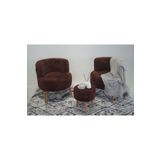 eda hacıoğlu edam bedding group Kahverengi Çay Seti İkili Koltuk Berjer ve Puf Takımı (Salon, Balkon, Ofis) 3'Lü Takım