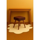 Eda Hacıoğlu Edam Bedding Group Kahverengi Teddy Kare Puf Bench Ahşap Modern Ayak Dekoratif Peluş Tabure
