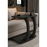 eda hacıoğlu edam bedding group Mat Siyah Dikdörtgen C Model Yan Sehpa Modern Koltuk Tekerlekli Yan Laptop Masası