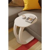 eda hacıoğlu edam bedding group Oval Beyaz C Sehpa Modern,Hareketli Tekerlekli Yan Sehpa (Salon, Ofis, Yatak Odası)